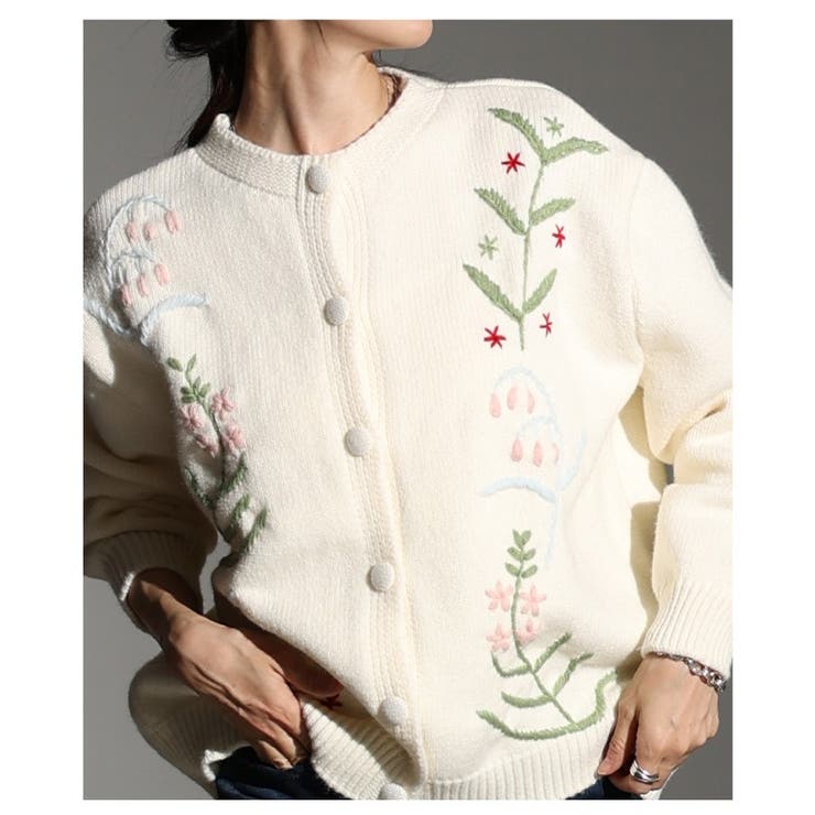 一枚で絵になる草花刺繍ラインニットカーディガン レディース ファッション | Sawa a la mode | 詳細画像19 