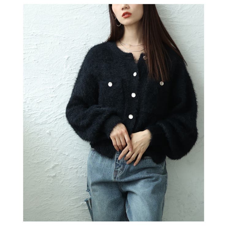 ふんわり感に一目惚れするフェザーヤーンクルーネックカーディガン レディース | Sawa a la mode | 詳細画像14 