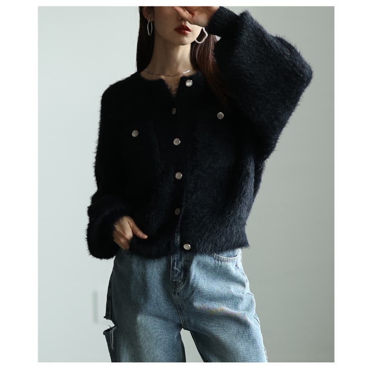 ふんわり感に一目惚れするフェザーヤーンクルーネックカーディガン レディース | Sawa a la mode | 詳細画像16 