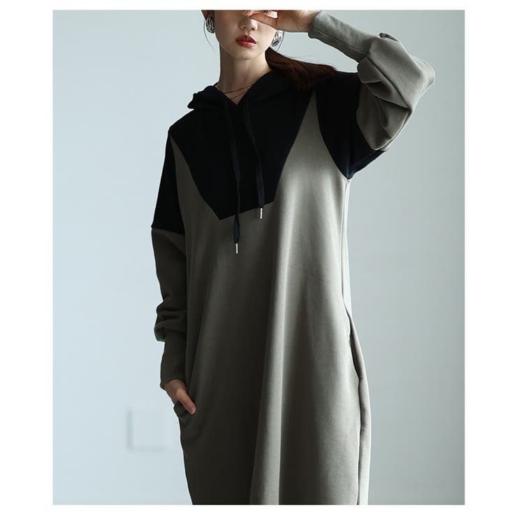 一枚でサマになるバイカラーフーディーワンピース レディース ファッション | Sawa a la mode | 詳細画像12 