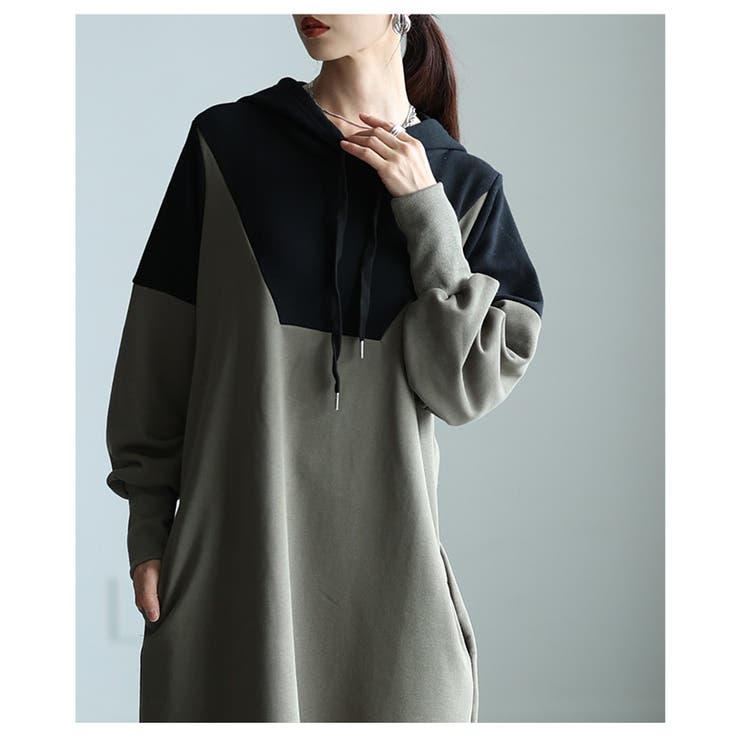 一枚でサマになるバイカラーフーディーワンピース レディース ファッション | Sawa a la mode | 詳細画像15 
