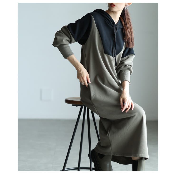 一枚でサマになるバイカラーフーディーワンピース レディース ファッション | Sawa a la mode | 詳細画像21 