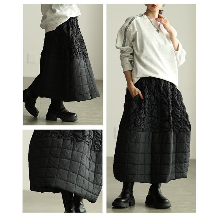 構築美を的う切替キルティング中綿ボリュームスカート レディース ファッション | Sawa a la mode | 詳細画像17 