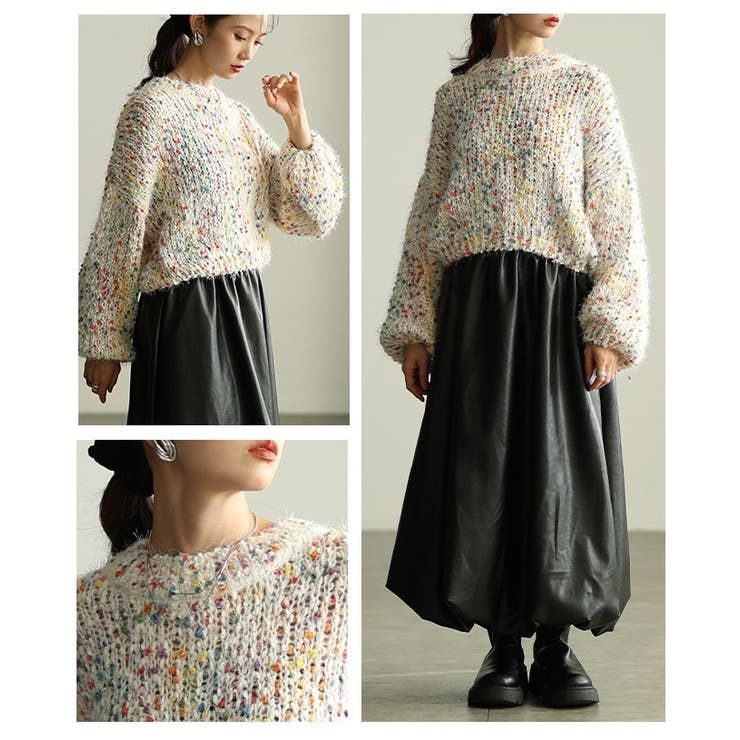 ホリデー気分高まるカラフルネップMIXニットトップス レディース ファッション | Sawa a la mode | 詳細画像17 