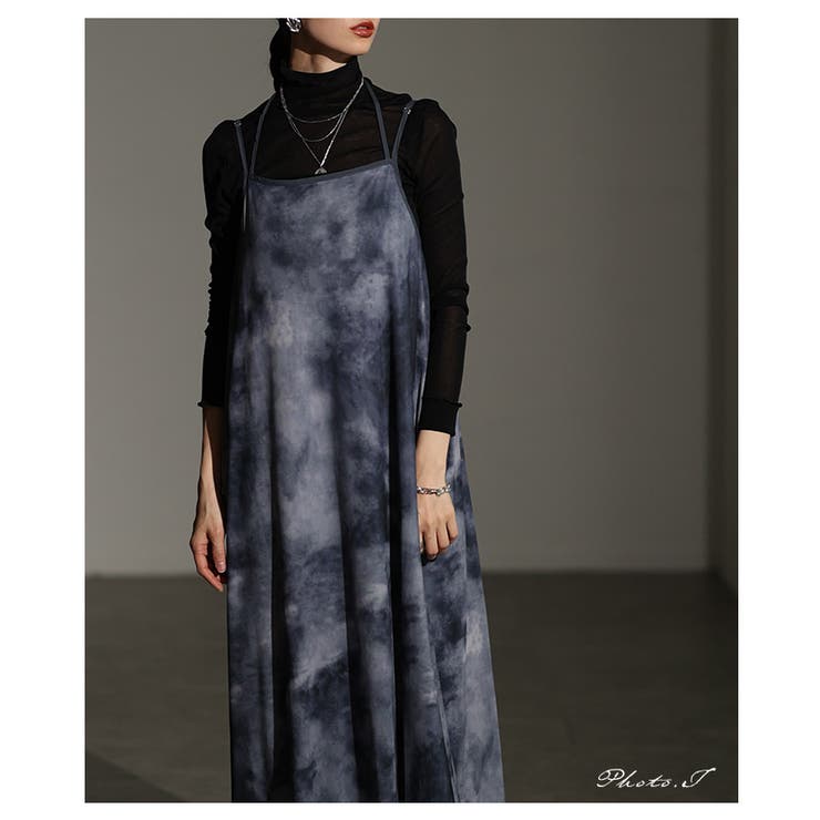 レイヤードが映えるマーブルプリントチュールキャミワンピース レディース | Sawa a la mode | 詳細画像2 