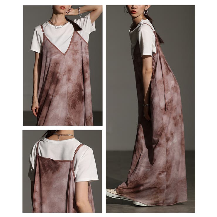 レイヤードが映えるマーブルプリントチュールキャミワンピース レディース | Sawa a la mode | 詳細画像18 