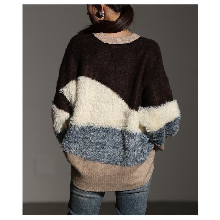 毛足の揺れまで可愛い波ボーダーシャギーニットトップス レディース ファッション | Sawa a la mode | 詳細画像16 