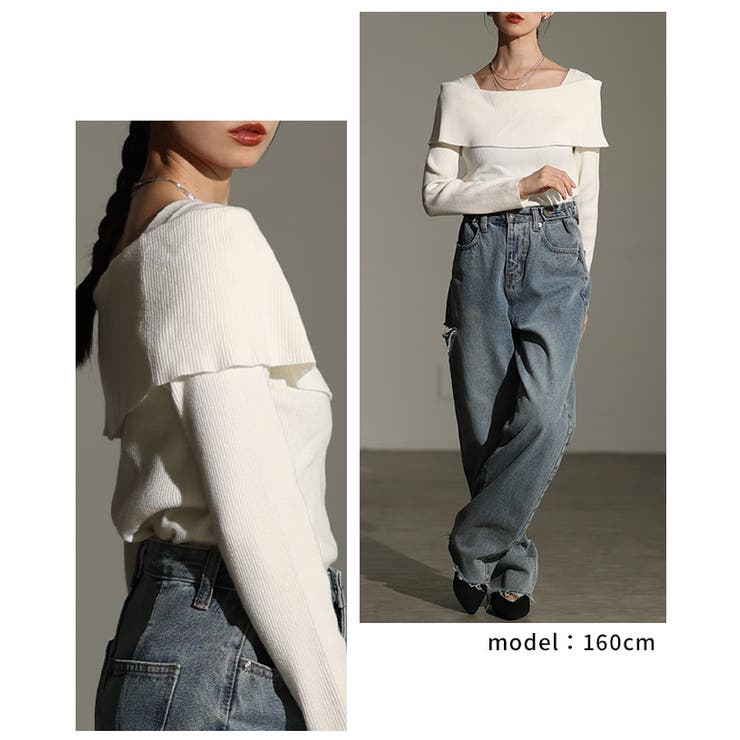 大人が選ぶリボンブローチ付きオフショル風ニットトップス レディース ファッション | Sawa a la mode | 詳細画像15 