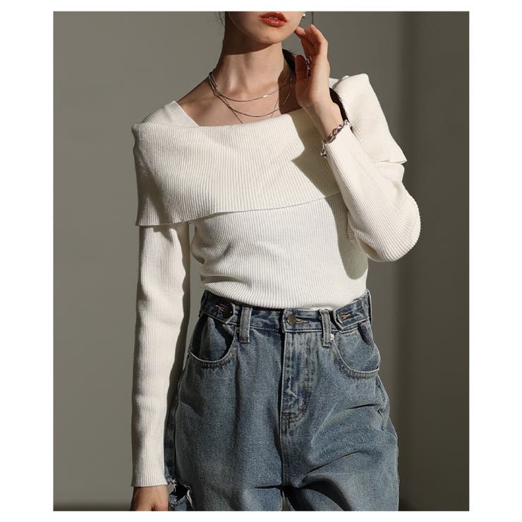 大人が選ぶリボンブローチ付きオフショル風ニットトップス レディース ファッション | Sawa a la mode | 詳細画像20 