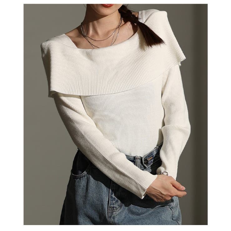 大人が選ぶリボンブローチ付きオフショル風ニットトップス レディース ファッション | Sawa a la mode | 詳細画像22 