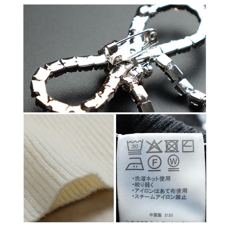 大人が選ぶリボンブローチ付きオフショル風ニットトップス レディース ファッション | Sawa a la mode | 詳細画像24 