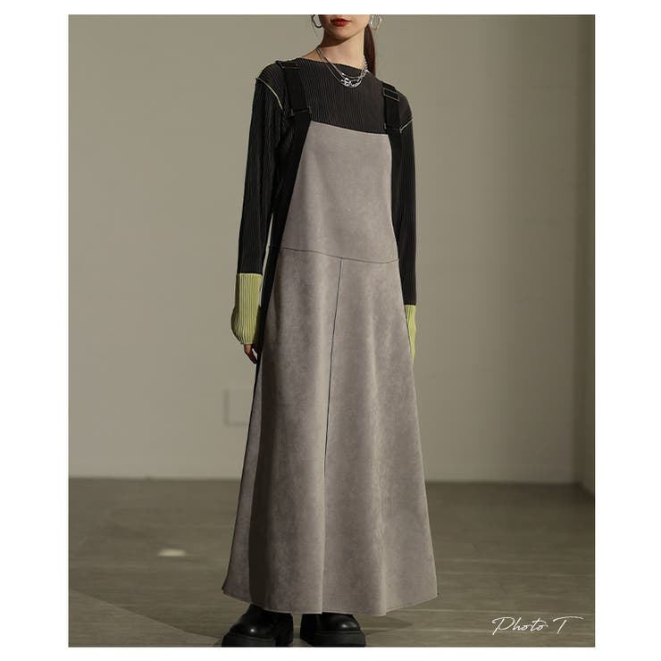 異素材ミックスで魅せるサイドラインジャンパースカート レディース ワンピース | Sawa a la mode | 詳細画像2 