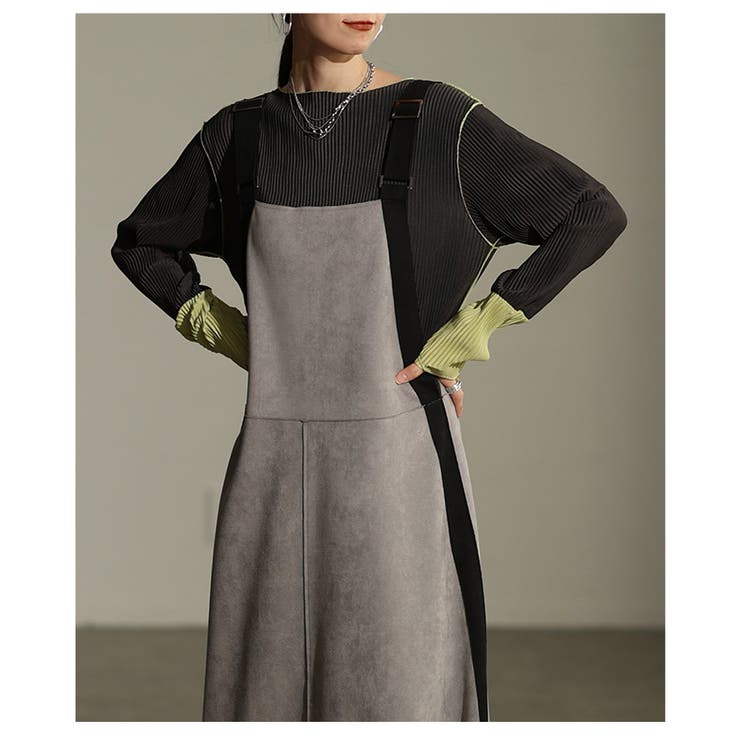 異素材ミックスで魅せるサイドラインジャンパースカート レディース ワンピース | Sawa a la mode | 詳細画像8 