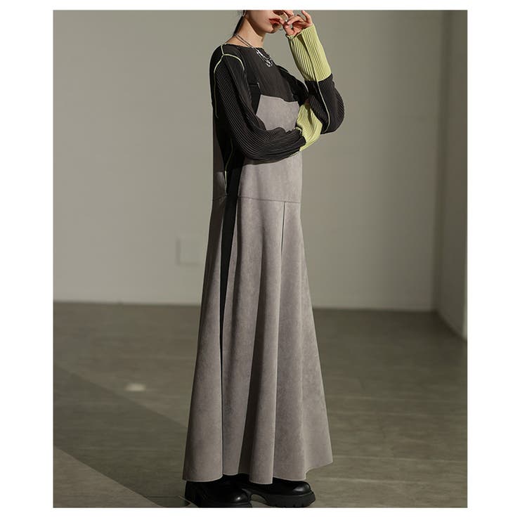 異素材ミックスで魅せるサイドラインジャンパースカート レディース ワンピース | Sawa a la mode | 詳細画像9 