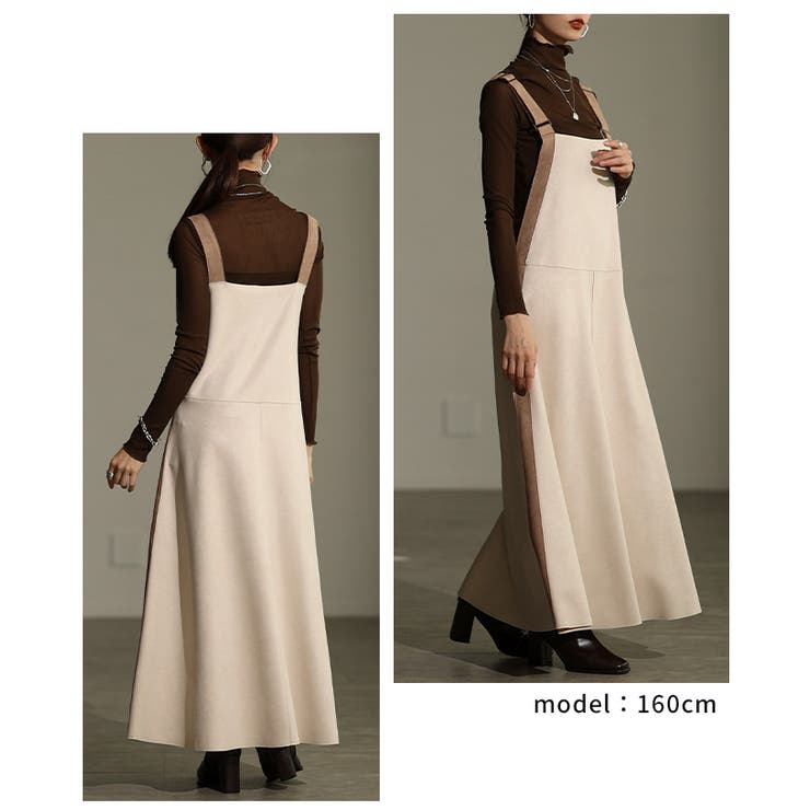 異素材ミックスで魅せるサイドラインジャンパースカート レディース ワンピース | Sawa a la mode | 詳細画像10 