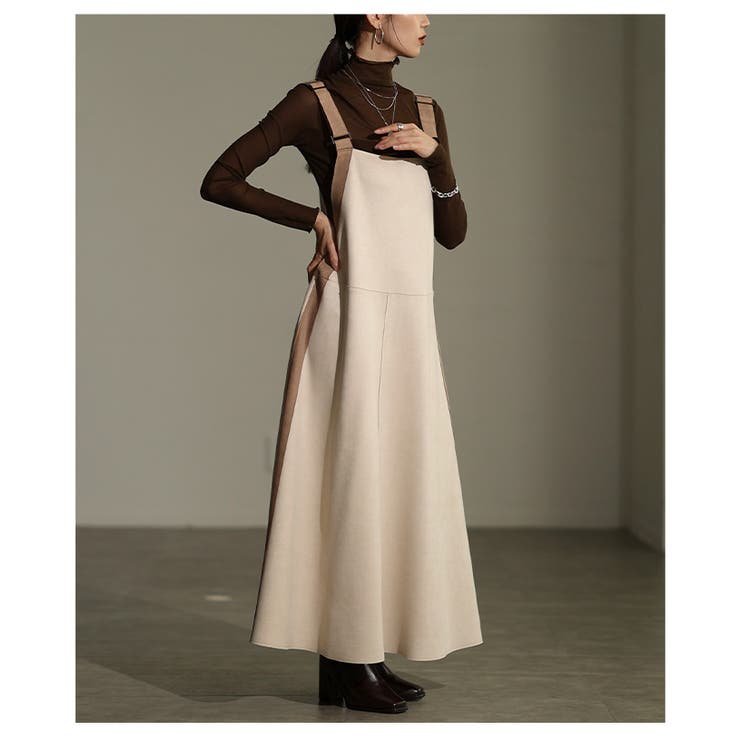 異素材ミックスで魅せるサイドラインジャンパースカート レディース ワンピース | Sawa a la mode | 詳細画像12 