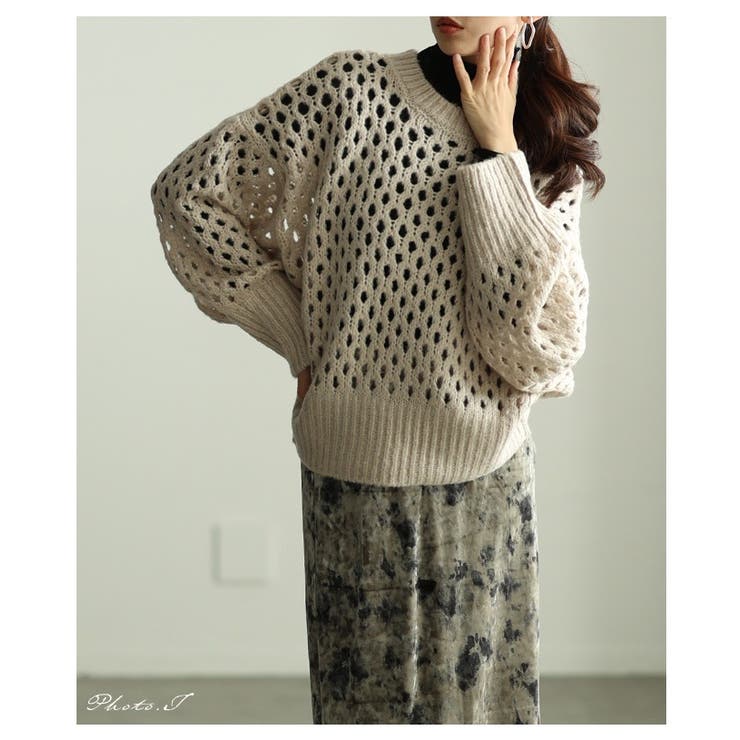 レイヤードが映えるざっくりメッシュニットトップス レディース ファッション | Sawa a la mode | 詳細画像2 