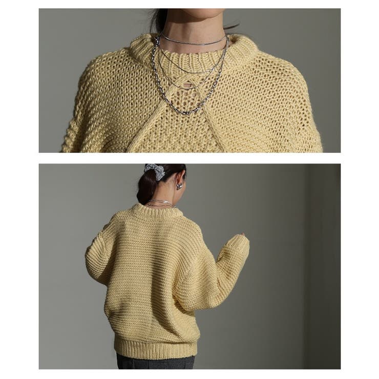 ざっくり編みの表情が魅力なフロントダイヤ柄ローゲージニットトップス レディース | Sawa a la mode | 詳細画像5 