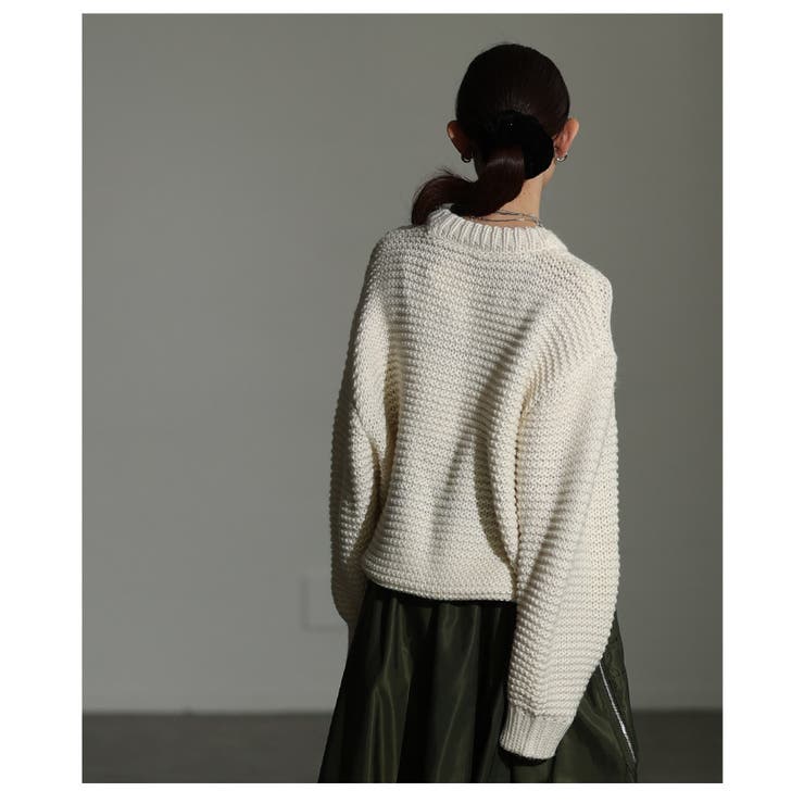 ざっくり編みの表情が魅力なフロントダイヤ柄ローゲージニットトップス レディース | Sawa a la mode | 詳細画像13 