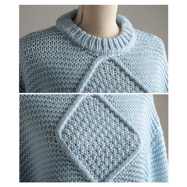 ざっくり編みの表情が魅力なフロントダイヤ柄ローゲージニットトップス レディース | Sawa a la mode | 詳細画像23 