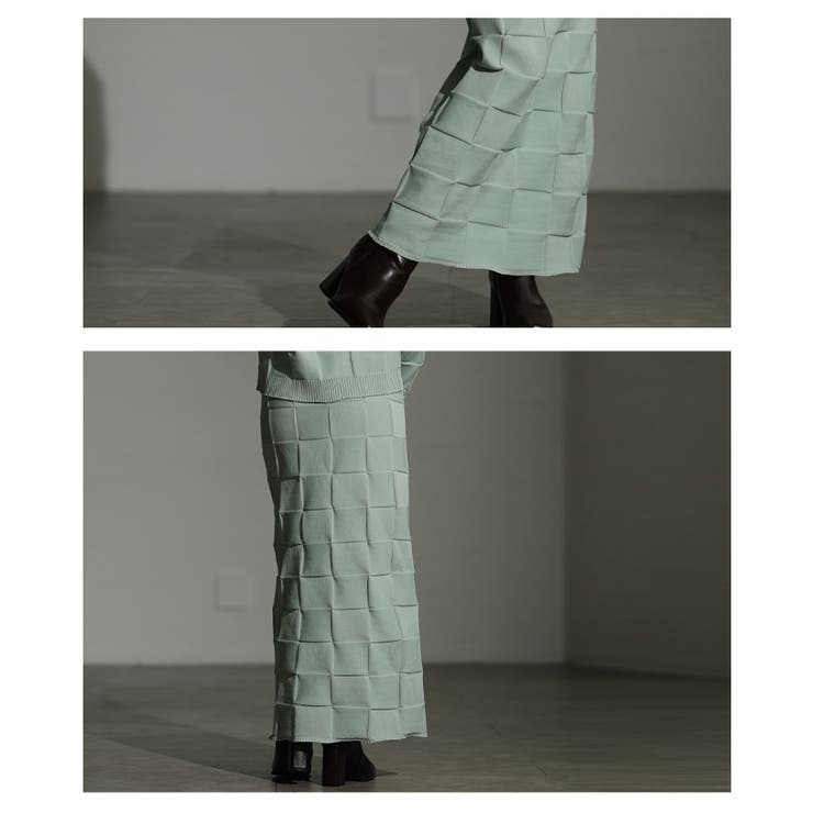惹き込まれる陰影纏うエンボスチェックニットスカート レディース ファッション | Sawa a la mode | 詳細画像5 