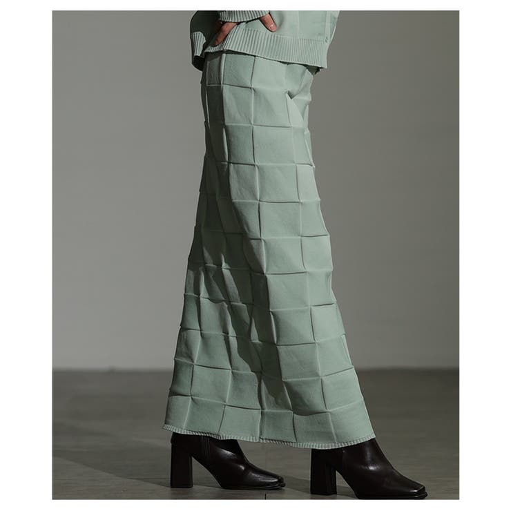 惹き込まれる陰影纏うエンボスチェックニットスカート レディース ファッション | Sawa a la mode | 詳細画像7 