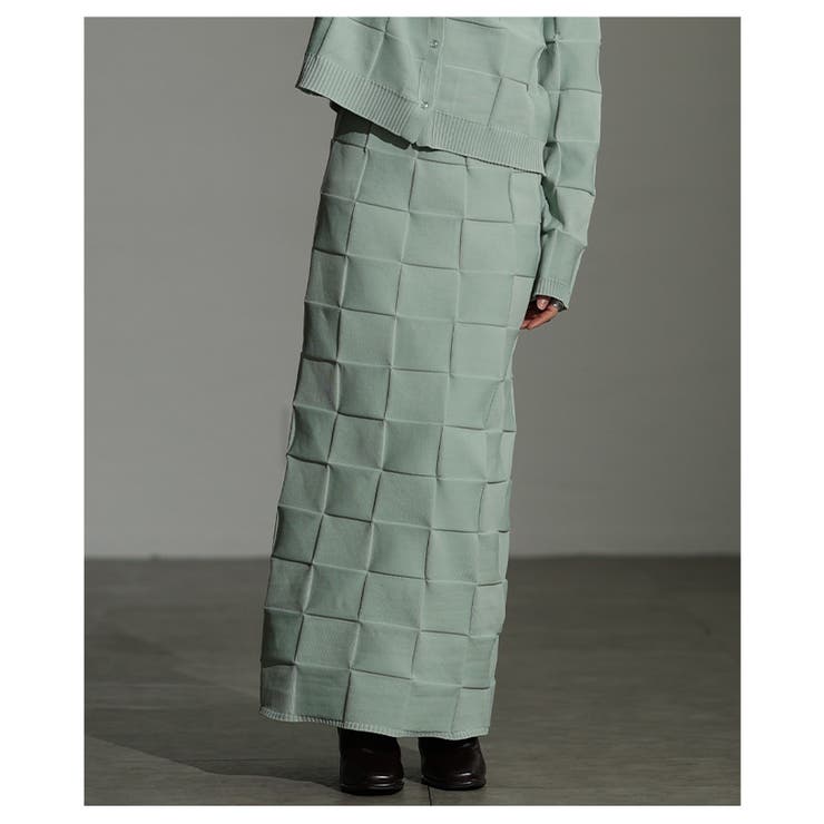 惹き込まれる陰影纏うエンボスチェックニットスカート レディース ファッション | Sawa a la mode | 詳細画像9 