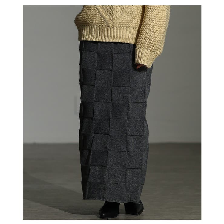 惹き込まれる陰影纏うエンボスチェックニットスカート レディース ファッション | Sawa a la mode | 詳細画像19 