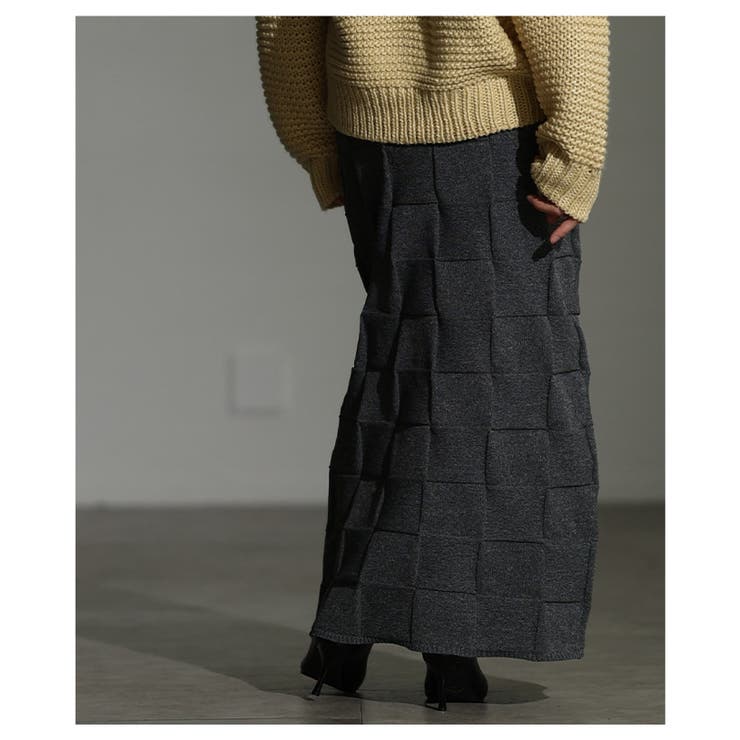 惹き込まれる陰影纏うエンボスチェックニットスカート レディース ファッション | Sawa a la mode | 詳細画像20 