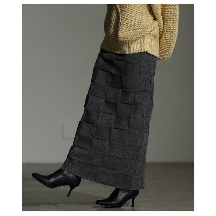 惹き込まれる陰影纏うエンボスチェックニットスカート レディース ファッション | Sawa a la mode | 詳細画像21 