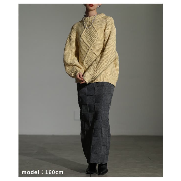 惹き込まれる陰影纏うエンボスチェックニットスカート レディース ファッション | Sawa a la mode | 詳細画像22 