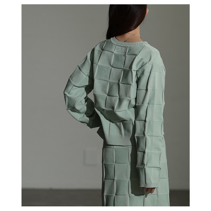 スタイルが研ぎ澄まされるエンボスチェックニットカーディガン レディース | Sawa a la mode | 詳細画像7 