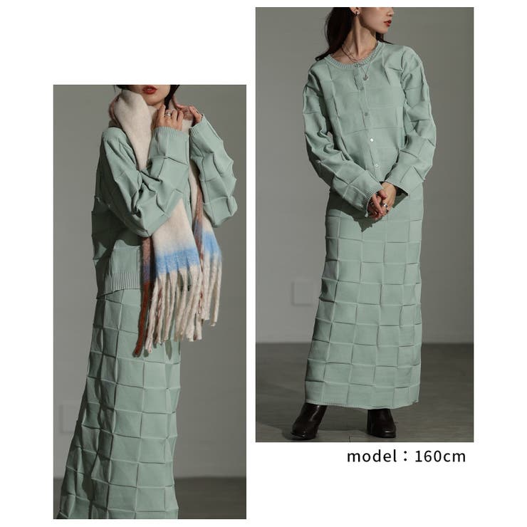 スタイルが研ぎ澄まされるエンボスチェックニットカーディガン レディース | Sawa a la mode | 詳細画像8 