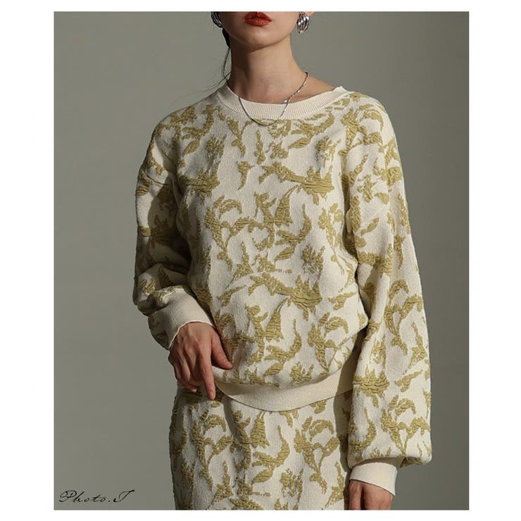 さり気ない個性を纏うリーフモチーフふくれジャガードプルオーバー レディース | Sawa a la mode | 詳細画像2 