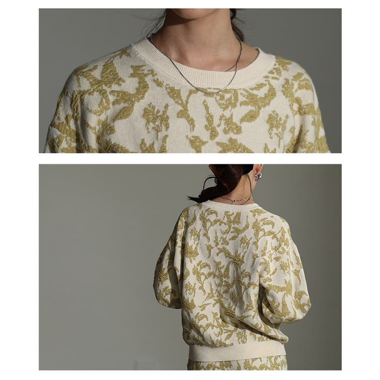 さり気ない個性を纏うリーフモチーフふくれジャガードプルオーバー レディース | Sawa a la mode | 詳細画像5 