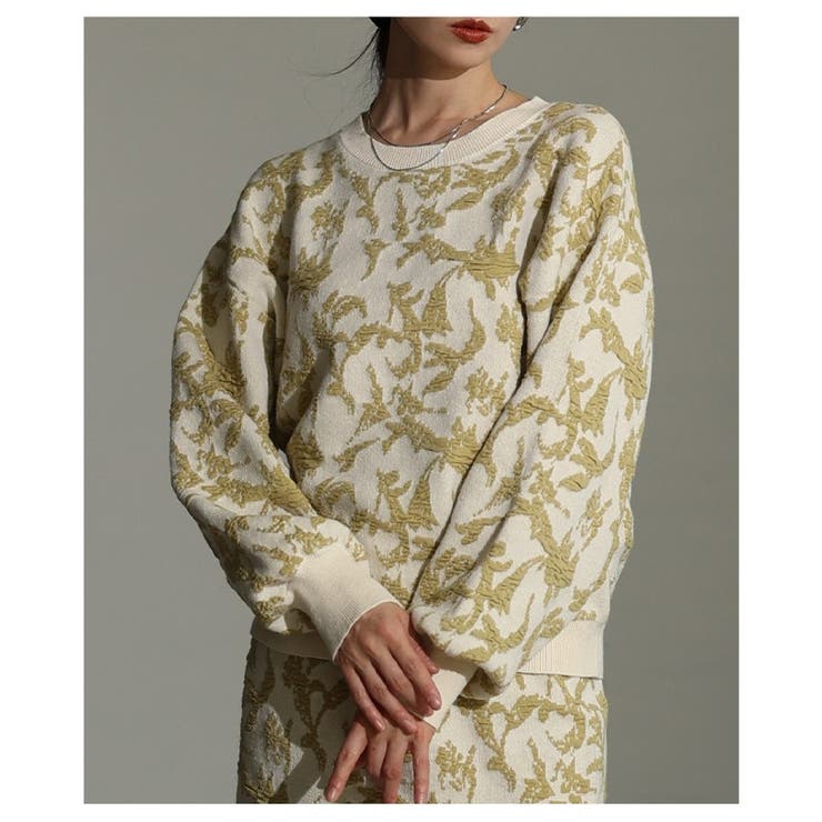 さり気ない個性を纏うリーフモチーフふくれジャガードプルオーバー レディース | Sawa a la mode | 詳細画像10 