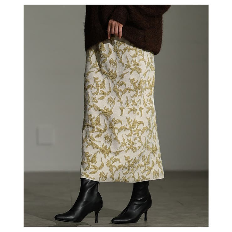 奥行き纏うリーフモチーフふくれジャガードニットスカート レディース ファッション | Sawa a la mode | 詳細画像4 