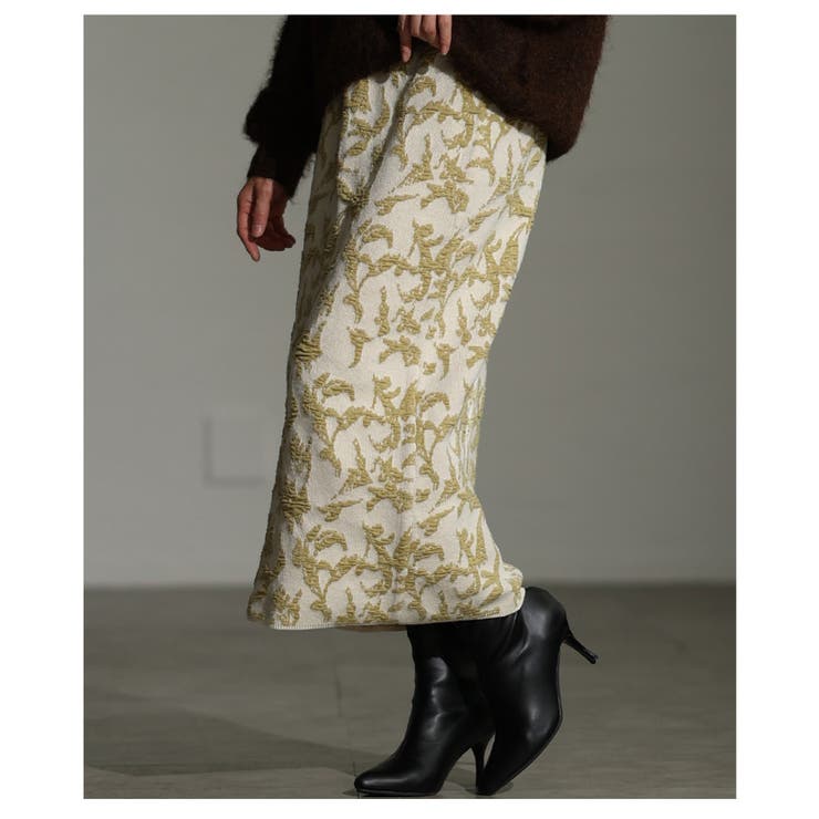 奥行き纏うリーフモチーフふくれジャガードニットスカート レディース ファッション | Sawa a la mode | 詳細画像8 