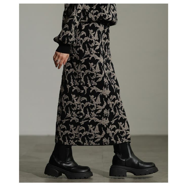 奥行き纏うリーフモチーフふくれジャガードニットスカート レディース ファッション | Sawa a la mode | 詳細画像21 