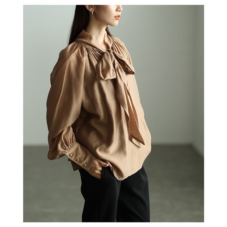 空気を纏う軽やかなリボンタイボリューム袖シアーブラウス レディース ファッション | Sawa a la mode | 詳細画像10 