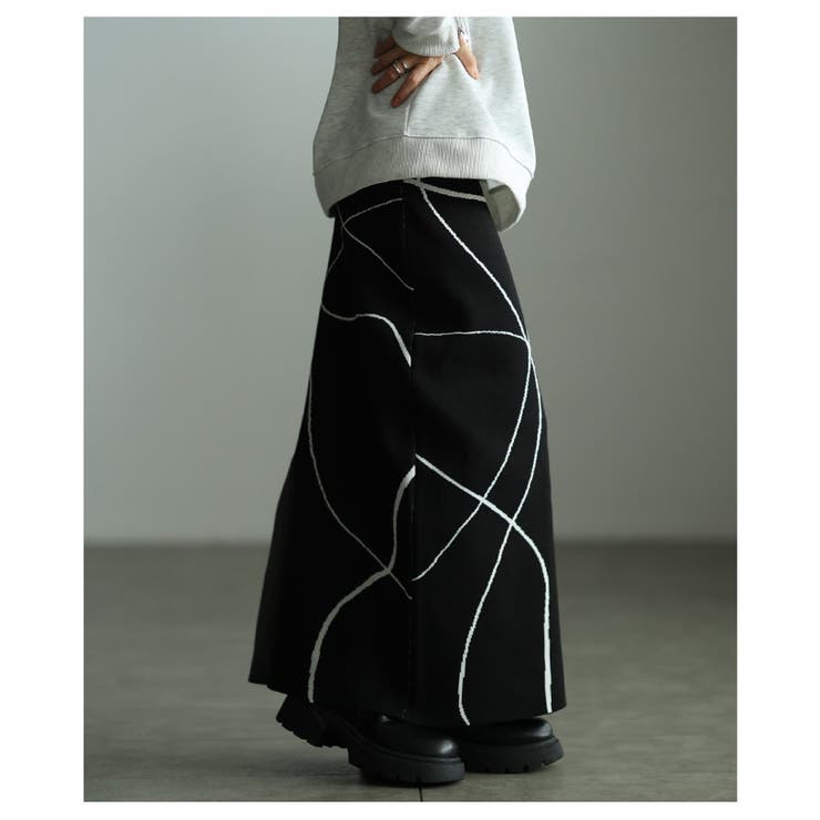 大人モードを完成させるランダムラインニットナロースカート レディース ファッショ… | Sawa a la mode | 詳細画像4 