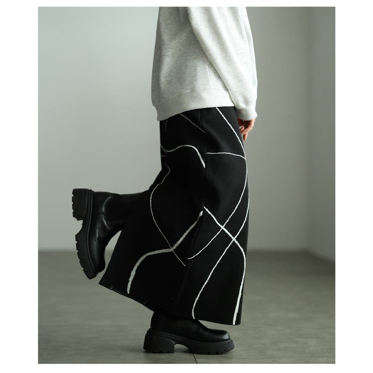 大人モードを完成させるランダムラインニットナロースカート レディース ファッショ… | Sawa a la mode | 詳細画像8 