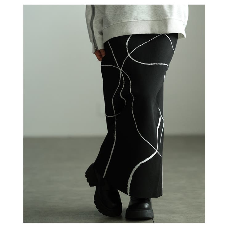 大人モードを完成させるランダムラインニットナロースカート レディース ファッショ… | Sawa a la mode | 詳細画像10 