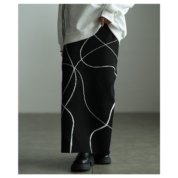 大人モードを完成させるランダムラインニットナロースカート レディース ファッショ… | Sawa a la mode | 詳細画像12 