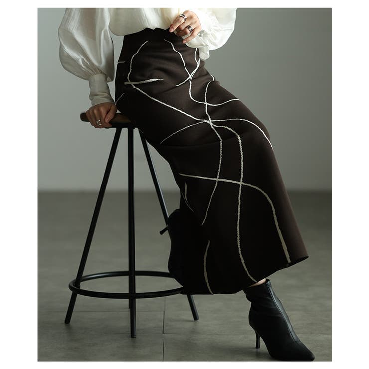 大人モードを完成させるランダムラインニットナロースカート レディース ファッショ… | Sawa a la mode | 詳細画像14 