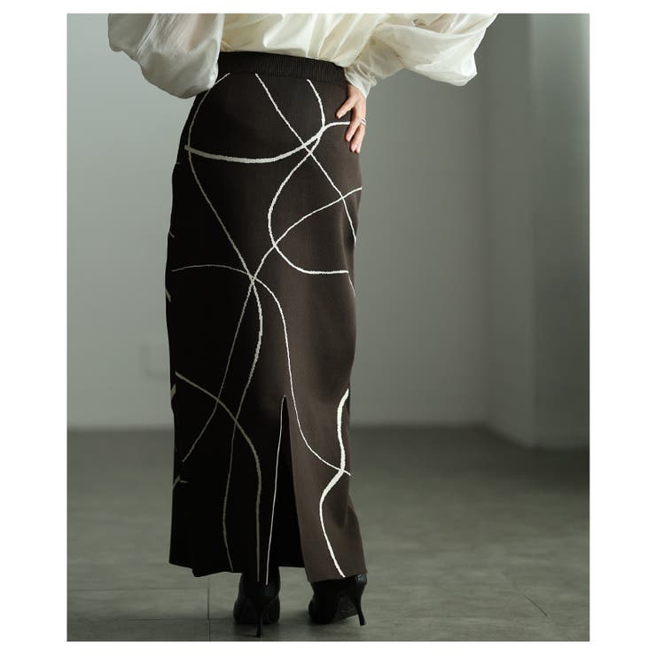 大人モードを完成させるランダムラインニットナロースカート レディース ファッショ… | Sawa a la mode | 詳細画像16 