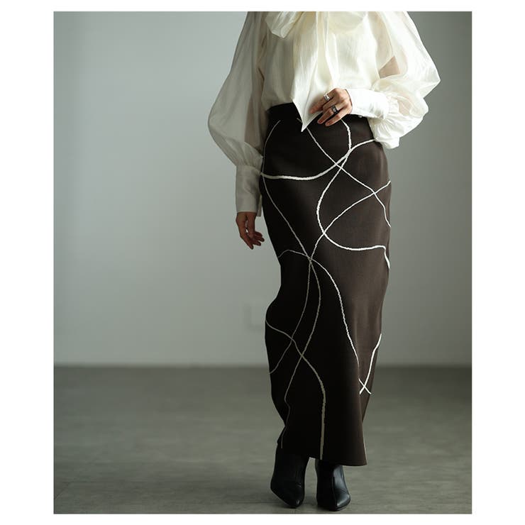 大人モードを完成させるランダムラインニットナロースカート レディース ファッショ… | Sawa a la mode | 詳細画像17 