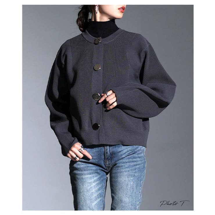 上品に映えるメタルボタンスポンジニットカーディガン レディース トップス | Sawa a la mode | 詳細画像2 