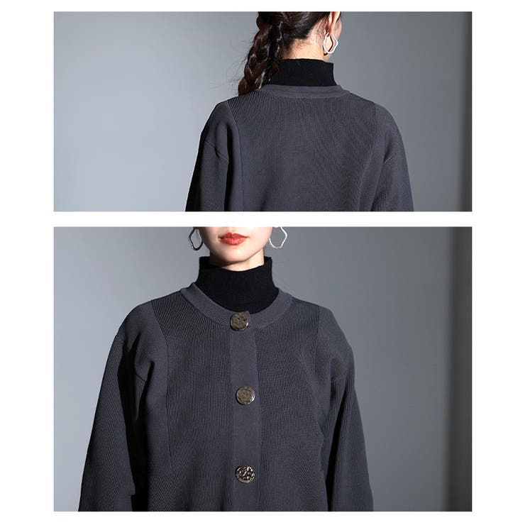 上品に映えるメタルボタンスポンジニットカーディガン レディース トップス | Sawa a la mode | 詳細画像5 