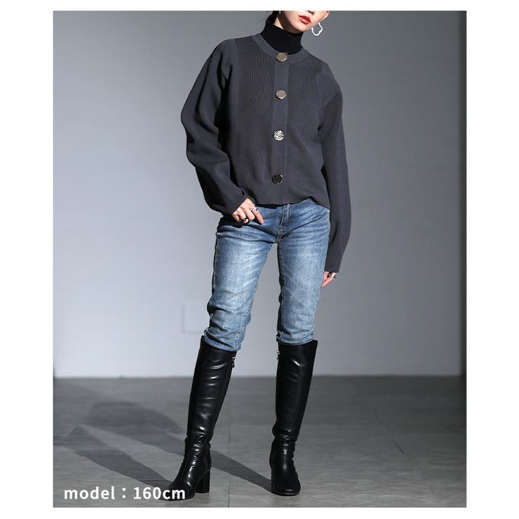 上品に映えるメタルボタンスポンジニットカーディガン レディース トップス | Sawa a la mode | 詳細画像7 